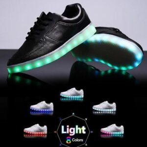 LED black shoes with light-up soles.